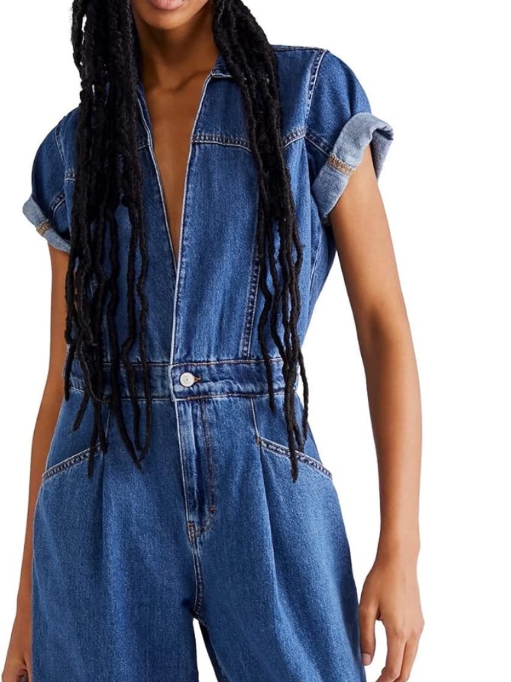 Free People Marla Denim Barrel Leg Jumpsuit Size Large NWT